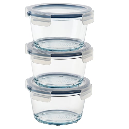 IKEA 365+ Matlåda med lock, rund/glas, 600 ml