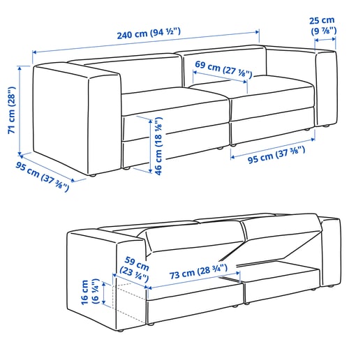 JÄTTEBO 3-sits modulsoffa, Samsala gulbrun