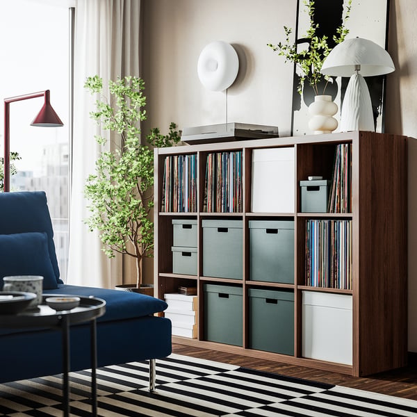 KALLAX Hylla, brun valnötsmönstrad, 112x147 cm