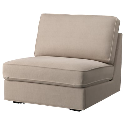 Beige KIVIK bäddsoffa med kompakt hörndesign, perfekt för små utrymmen och gäster, med chenilletyg som kan tvättas i maskin.