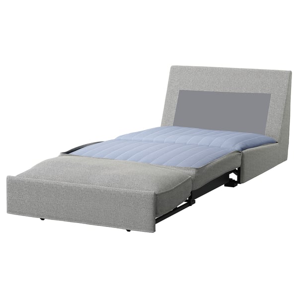 KIVIK grå bäddsoffa, kompakt och konvertibel, modern och minimalistisk.