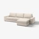 En KIVIK beige sektionsoffa med schäslong, med avslappnad design och avtagbara armstöd.