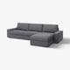 Modern grå L-formad sektionbar soffa med avtagbara kuddar och armstöd, perfekt för avkoppling och socialt umgänge.