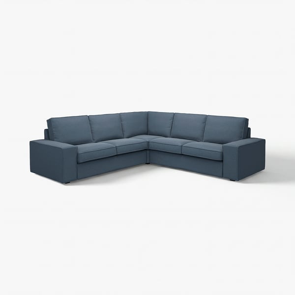 IKEA KIVIK sektionssoffa, teal, modern lågprofil, boxig design, modulär med avtagbara armstöd.