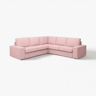 Rosa KIVIK sektionsoffa, modern design, mjukt tyg med låga armstöd, perfekt för avkoppling.