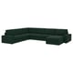 KIVIK smaragdgrön sektionssoffa, u-formad, tyg, djupa sitsar.