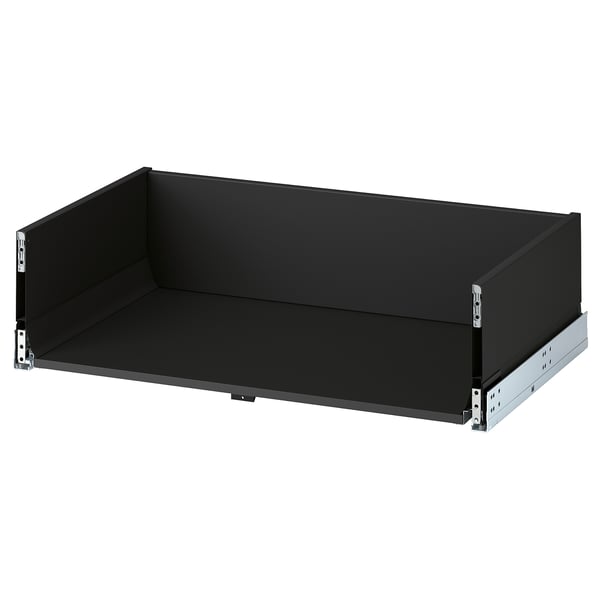 Knipshult svart låda, snygg, rektangulär med slät yta, slitstark melamin, stängs mjukt.