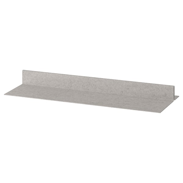 En IKEA KOMPLEMENT skohylla i filt i gråaktig färg, rektangulär form, med en slät design.