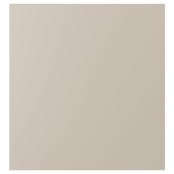 LAPPVIKEN ljusgråbeige skåplucka, elegant och lugn design, rektangulär form, frontsida av pappersfolie, perfekt för minimalistisk inredning.