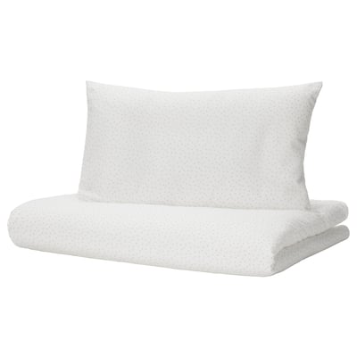 Påslakanset för barn - vit, prickig, hållbar bomull, minimalistisk design, barnkammare.