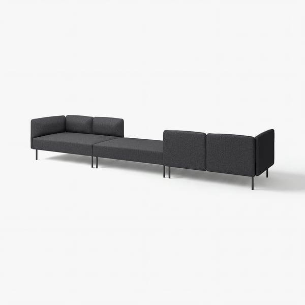 LILLEHEM modulsoffa, mörkgrå, slank design med rena linjer, slitstarkt tyg, flera sittsektioner.