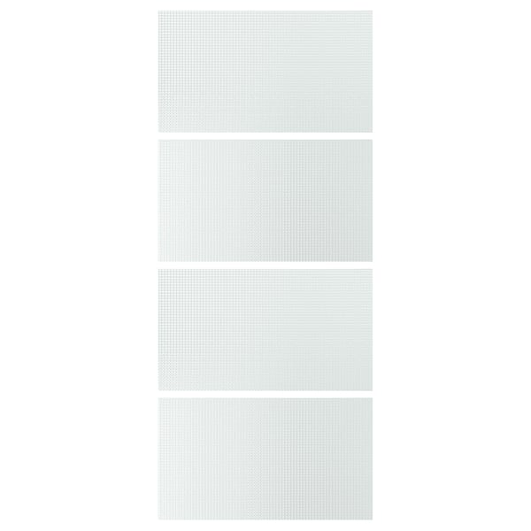 LUNDBRÄSMA 4 paneler till ram för skjutdörr, rutmönstrat glas, 100x236 cm
