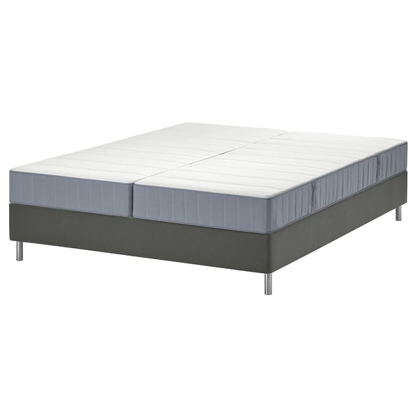 LYNGÖR Kontinentalsäng, Vesteröy fast/medium fast/ljusblå mörkgrå, 180x200 cm