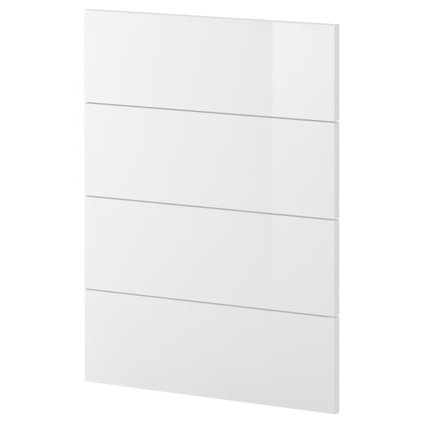 En vit METOD köksskåpslucka med blank yta. Det är en elegant, rektangulär design.