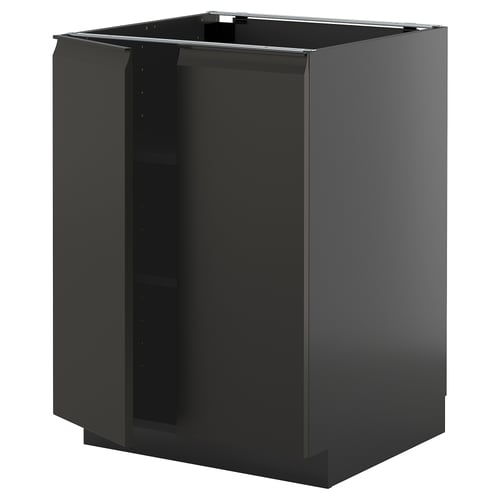 METOD svart köksskåp, modern design, matt finish, fyrkantig form.