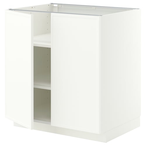 METOD Bänkskåp med hyllplan/2 dörrar, vit/Aspudden matt vit, 80x60 cm