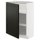 METOD köksskåp med svart bodbyndörr och vit ram, tre hyllplan, modern design.