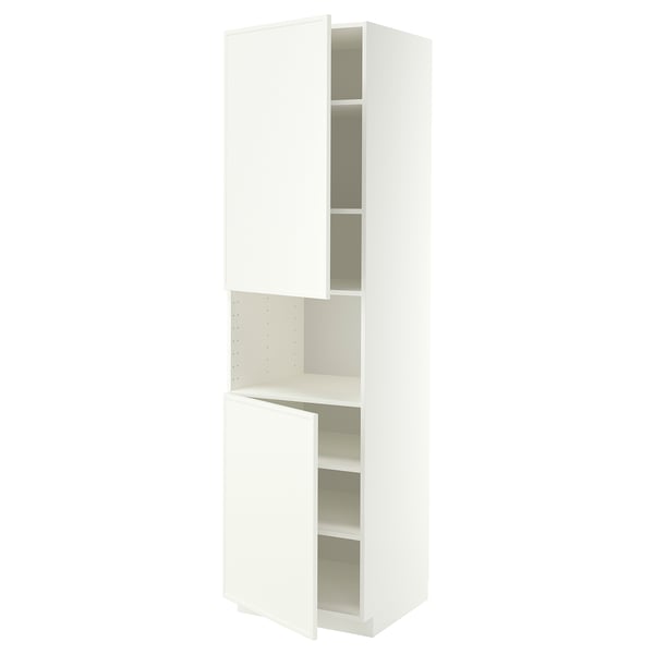 METOD Högskåp f mikro m 2 dörrar/hyllplan, vit/Aspudden matt vit, 60x60x220 cm