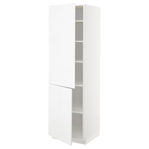 Vitt METOD-skåp, modern design, blank yta, hög rektangulär form, med justerbara hyllplan.