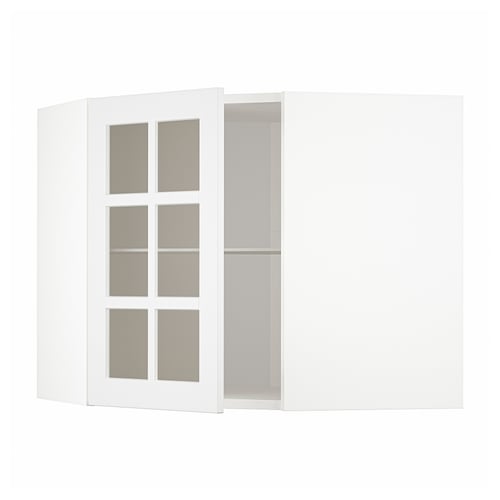 METOD vitt köksskåp med öppen glasdörr, modern design.