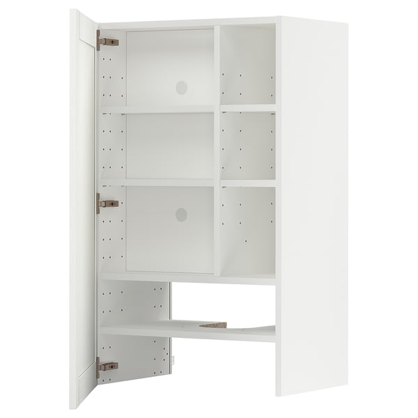 Vitt METOD-skåp, modern design, tre hyllplan.