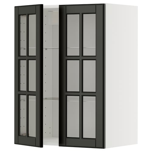 METOD: modernt svart väggskåp med glasdörrar, snygg design.