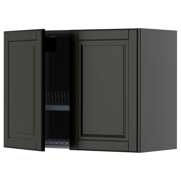 Mörkgrå METOD köksväggskåp, rektangulär med två dörrar, elegant modern design.