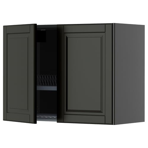 Mörkgrå METOD köksväggskåp, rektangulär med två dörrar, elegant modern design.