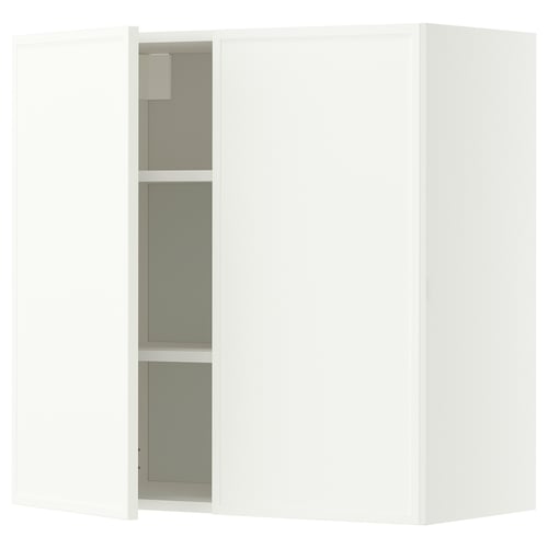 METOD Väggskåp med hyllplan/2 dörrar, vit/Aspudden matt vit, 80x80 cm