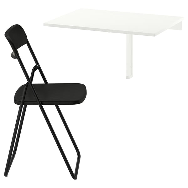 NORBERG / VIHALS Bord och 1 stol, vit/Knisa ljusgrå, 74 cm