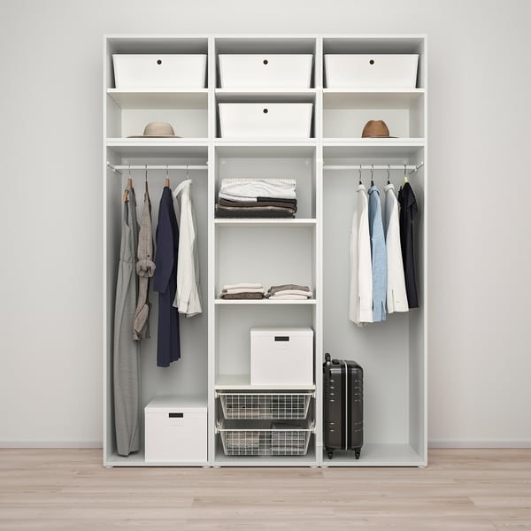 PLATSA Garderob m 6 dörrar, vit/Fonnes vit, 180x57x241 cm