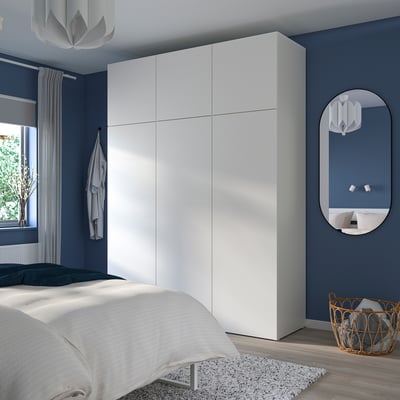 PLATSA Garderob m 6 dörrar, vit/Fonnes vit, 180x57x241 cm
