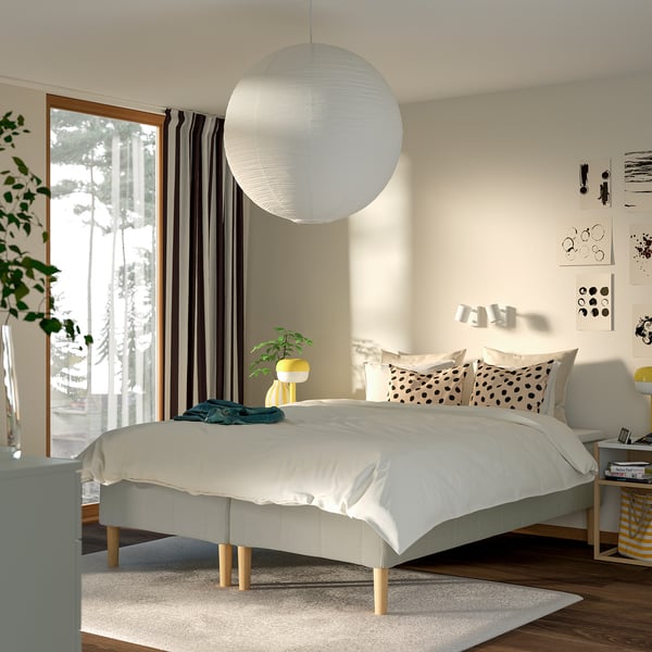 RÅHOLMAR Resårbtn m pocketresårkärna 5 zoner, inkl ben medium fast/Knisa ljusbeige, 180x200 cm