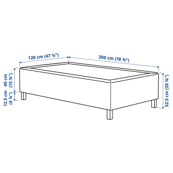 RISHÖJDEN Resårbtn m pocketresårkärna 7 zoner, inkl ben fast/Tibbleby beige/grå, 120x200 cm