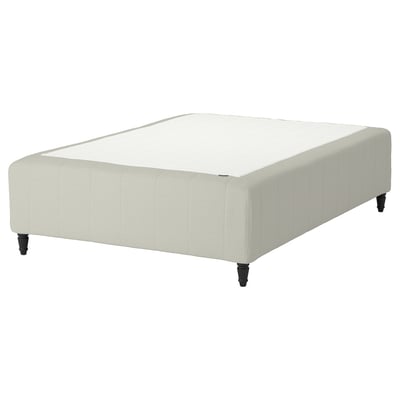 IKEA RISHÖJDEN sängbotten, vit, stoppad, fyrkantiga kanter.