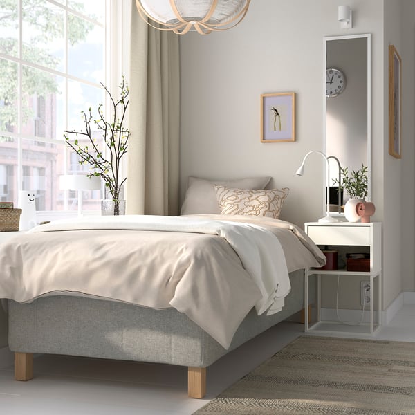 RISHÖJDEN Resårbtn m pocketresårkärna 7 zoner, inkl ben medium fast/Tibbleby beige/grå, 80x200 cm