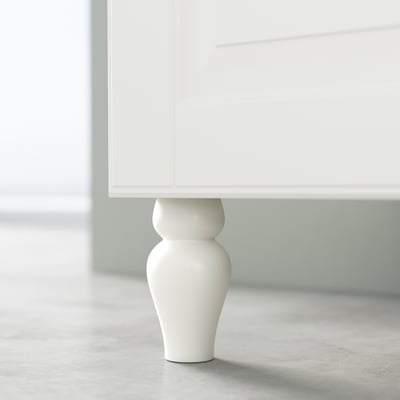Vitt SIGGARP-ben, böjd design, massivt trä.