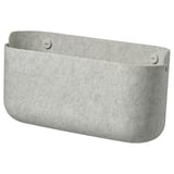 SKÅDIS grå filtkorg, rektangulär med runda hörn, vägghängd, två metallfästen.