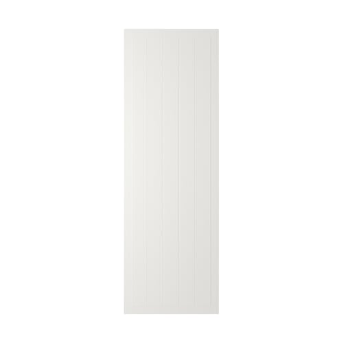 En vit, rektangulär STENSUND-dörr med panel av träfiberskiva med en slät, lackerad yta.