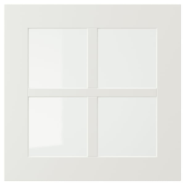 Vitt STENSUND-skåp med glasdörrar, fyrkantig, modern design.
