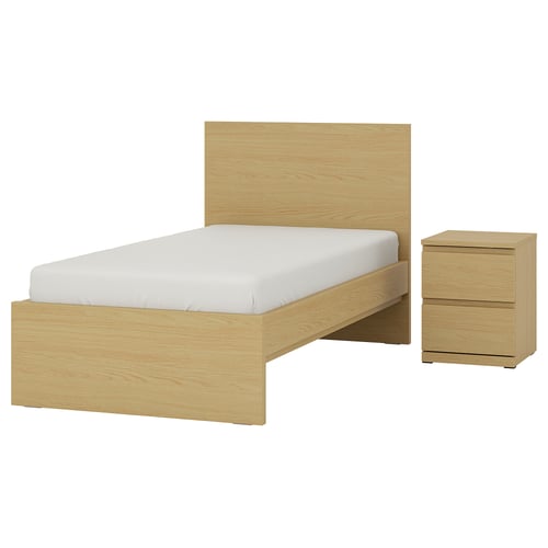 STORKLINTA Sovrumsmöbler, set om 2, ekmönstrad, 90x200 cm