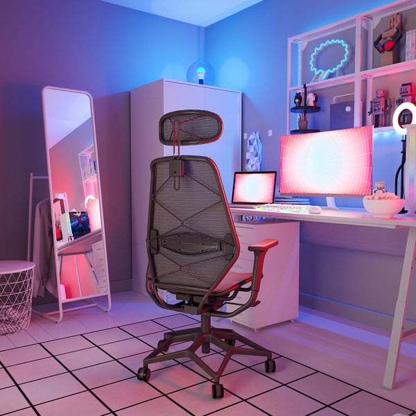 STYRSPEL Stol för gaming, mörkgrå/grå