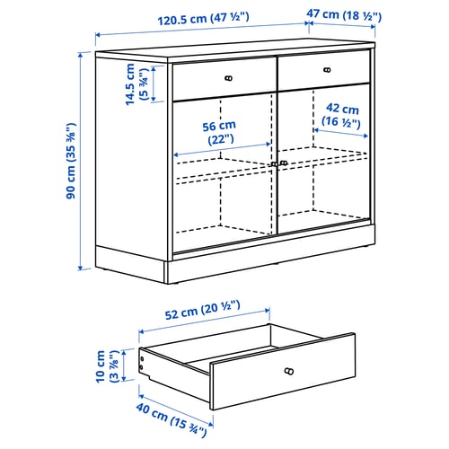 Illustration med mått för produkten: TONSTAD.