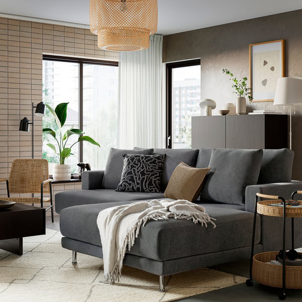 UPPÅKRA 3-sits modulsoffa, med schäslong, höger/Johanneshov mörkgrå