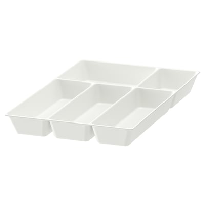 Vit BESTICKLÅDA UPPDATERA, tillverkad av plast, med 6 fack för organiserad förvaring av kökslådan.