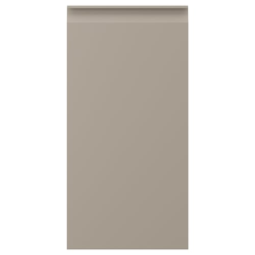 Beige UPPLÖV skåpfront med snygga kanter och integrerat handtag.