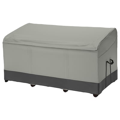 Grå VÄTTERSÖ förvaringslåda för utomhusbruk, vattentät, rektangulär med ventilation, handtag.