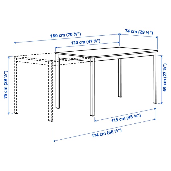 Illustration med mått för produkten: VIHALS.