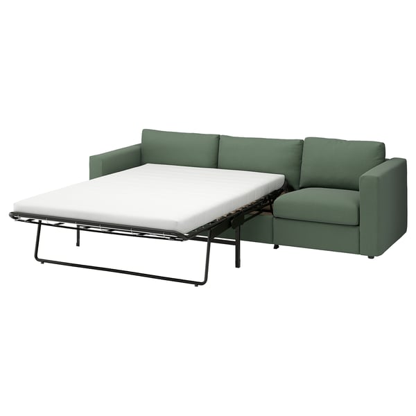 VIMLE 3-sits bäddsoffa, Knäbäck grågrön