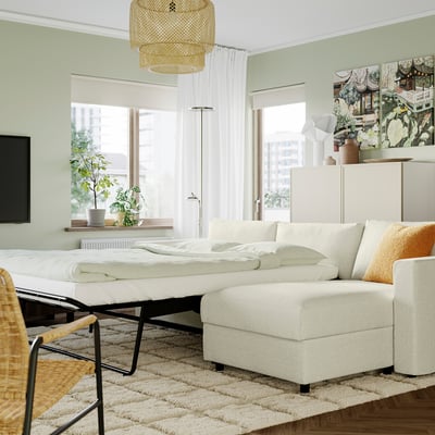 VIMLE 3-sits bäddsoffa med schäslong, Gunnared beige